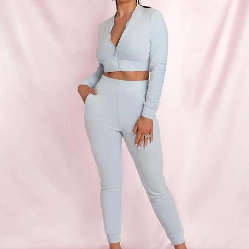 Limited Edition Meshki 2000s baby blue two piece tracksuit